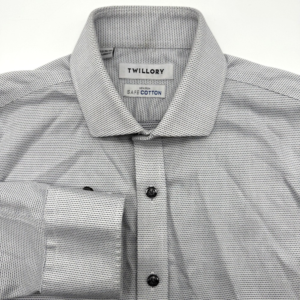Twillory Mens 15.5 34/35 Geometric Tailored Fit Non Iron Cotton Long Sleeve